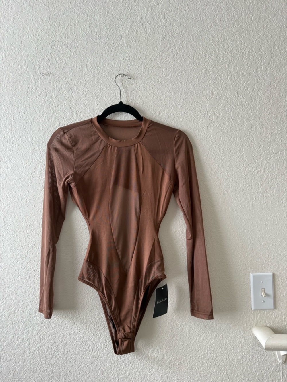 Long Sleeve Scoop Neck Bodysuit in Mauve Brown